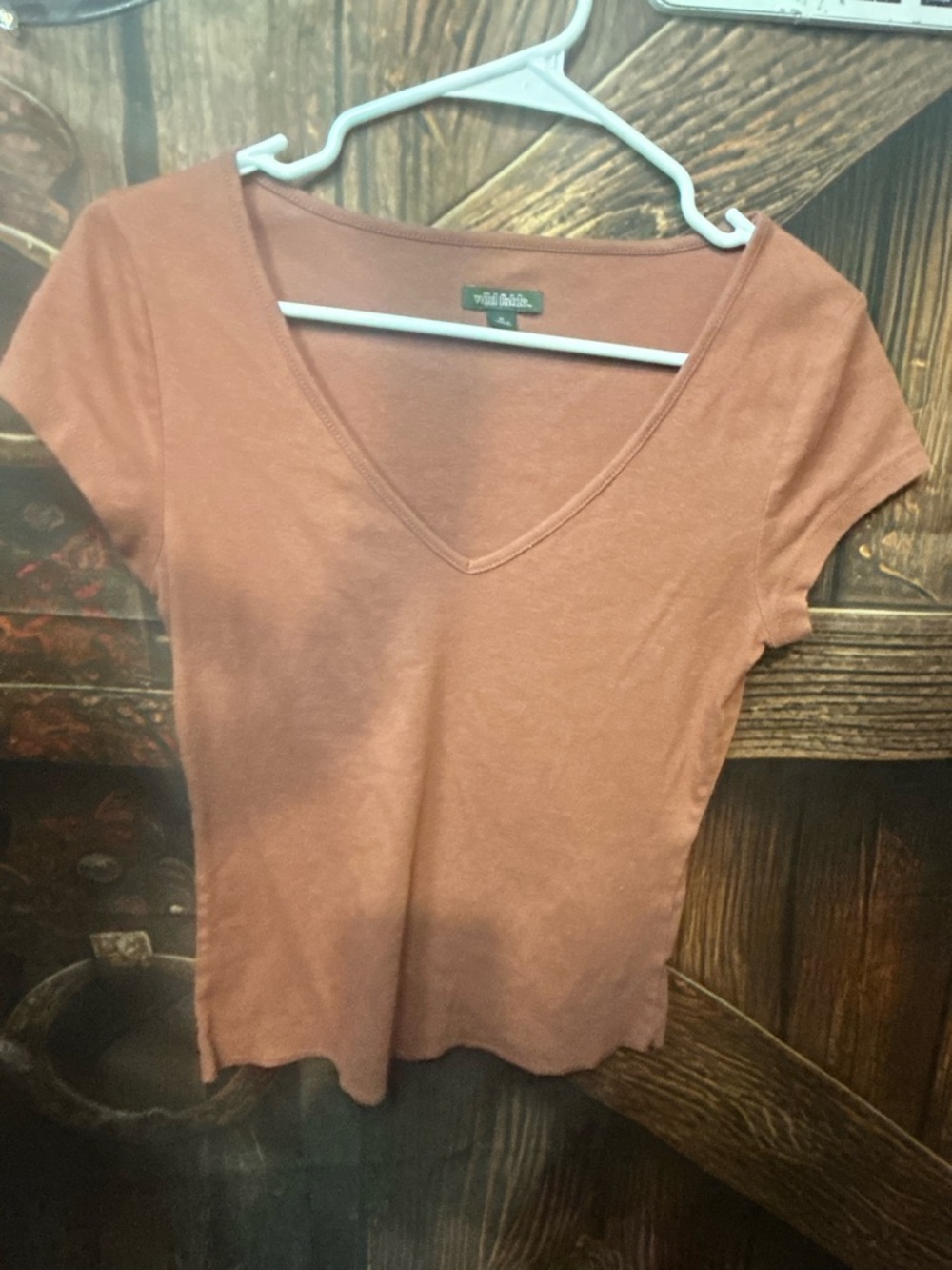 wild fable Rust V-Neck Short Sleeve Tee